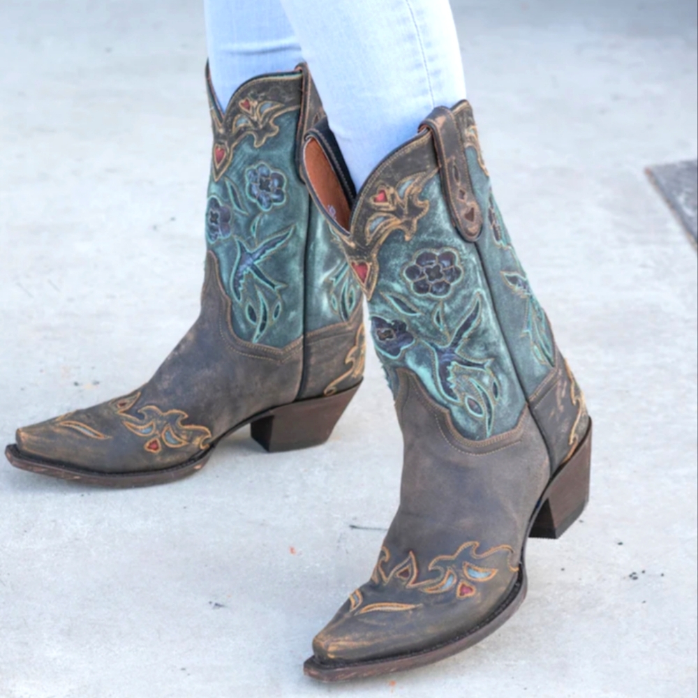 DAN POST ladies "Vintage Bluebird" cowgirl boots snip toe style #DP3544 sz 8.5